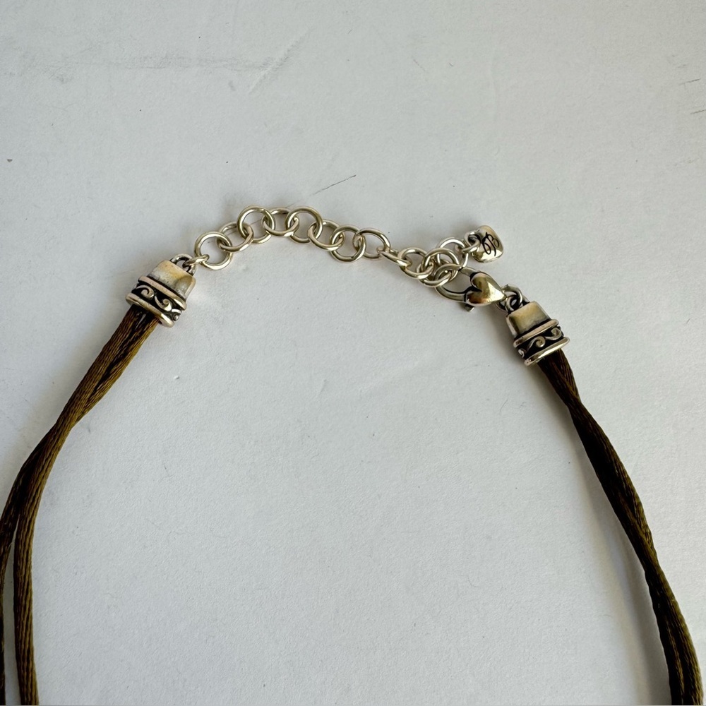 Brighton Venus Necklace Swarovski Crystal Pendant Olive Double Cord Silver Tone - Picture 8 of 11